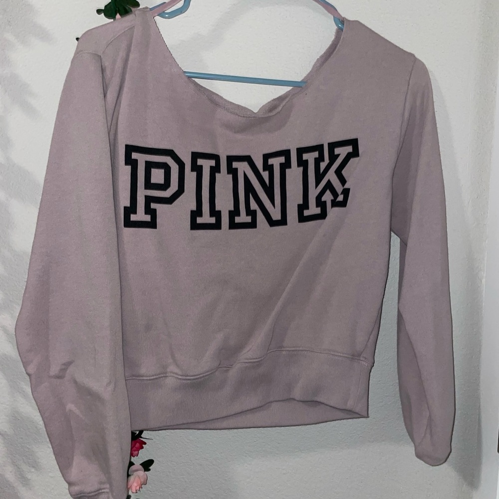 PINK off the shoulder purple sweater